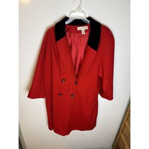 Kathryn Deene New York Wool Pea Coat Red Size 18/20 Made In USA